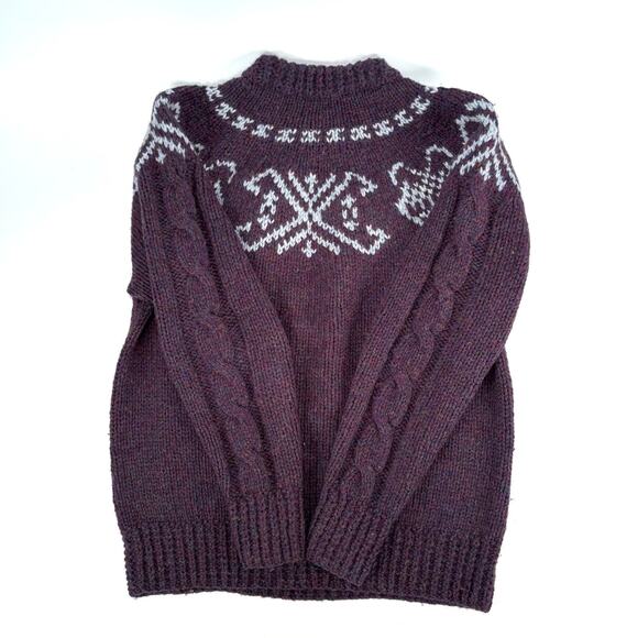 VTG Danspin Wool Fair Aisle Cable Sweater Handknit MED LG Chunky Knit Grandma - Picture 10 of 10